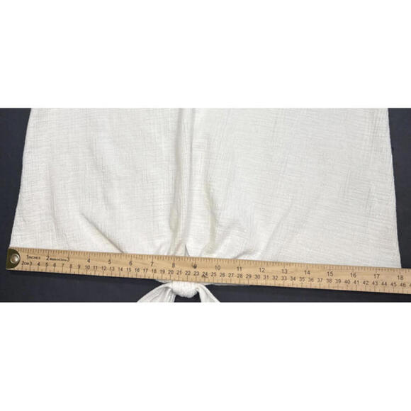 J. Crew White Cotton Minimalist Boho Beach Front Knot V Neck Blouse Small - Picture 5 of 13